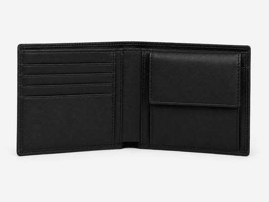 MONEDRIX Luxe Stripe Black Bifold Wallet for Men