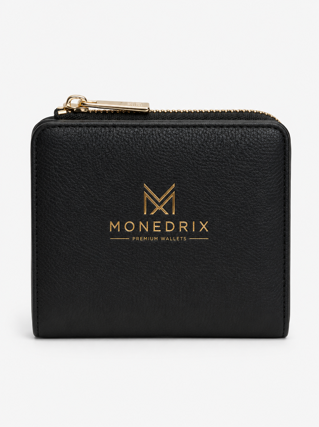 Elegant Black Compact Zip Wallet for Women | MONEDRIX