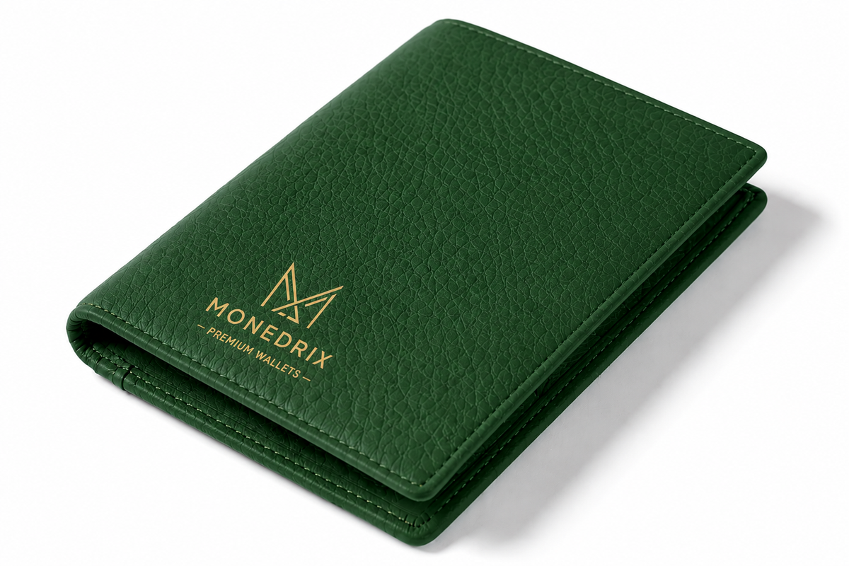 Monedrix Premium Passport Cover | Forest Green Vegan Leather